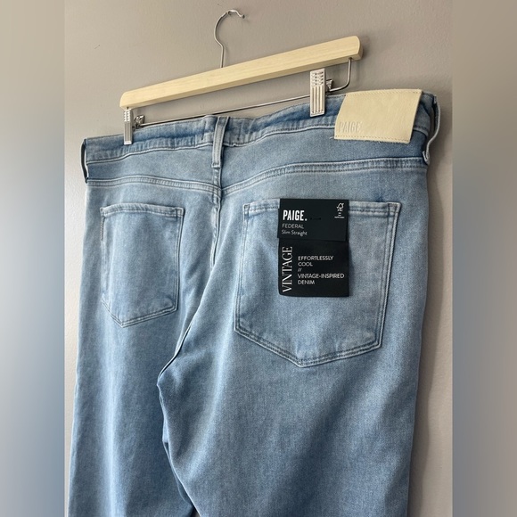 [36] NWT PAIGE Men’s Federal Slim Straight Vintage Jonah Wash Denim Jean - Picture 5 of 16